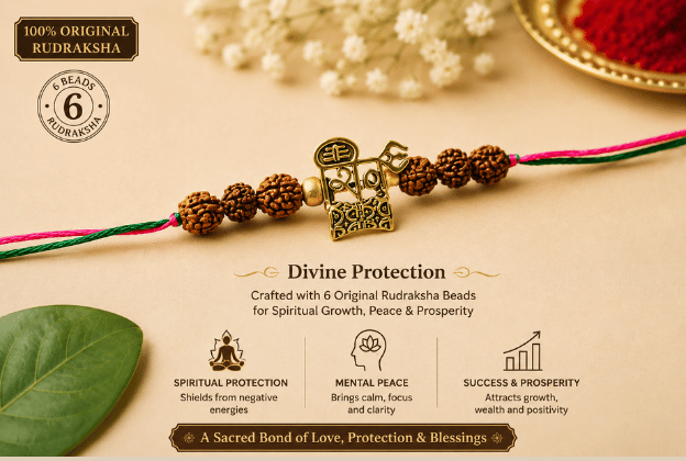 Original Rudraksha Rakhi 6 Beads